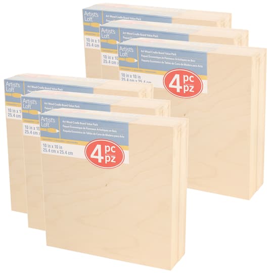 Michaels, 6 Packs: 4 ct. (24 total) 10" x 10" Cradled Wood Painting Panels by Artist's Loft™ – Category: Wood & Hardboard Panels